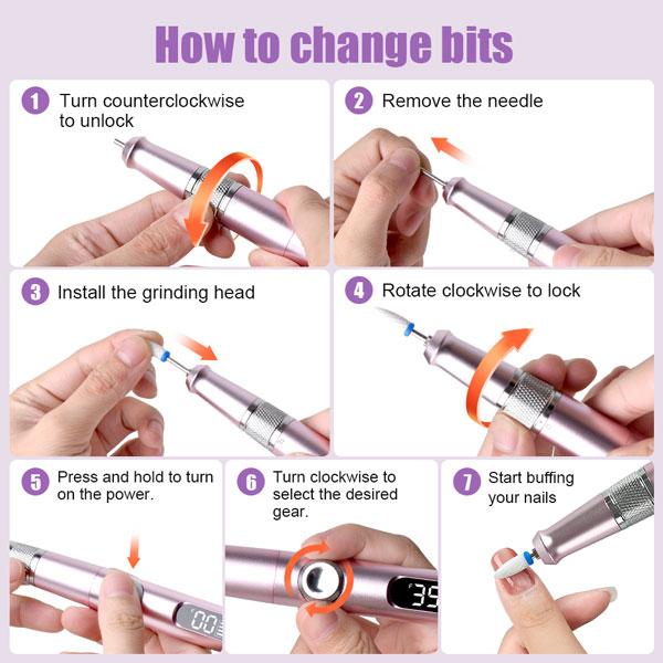 Electric Nail File, Professional Nail Drill, Cordless Nail Drill