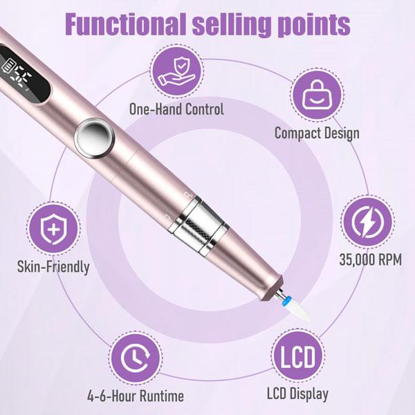 Electric Nail File, Professional Nail Drill, Cordless Nail Drill